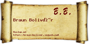 Braun Bolivár névjegykártya